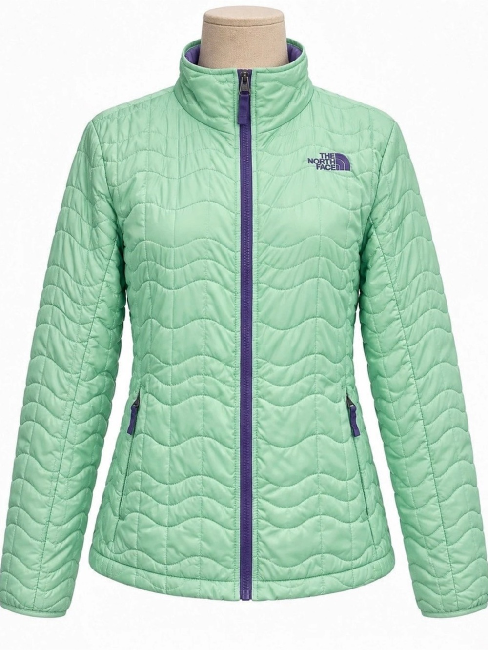 The North Face Women’s Large Mint Green Quilted Insulated Jacket Full Zip